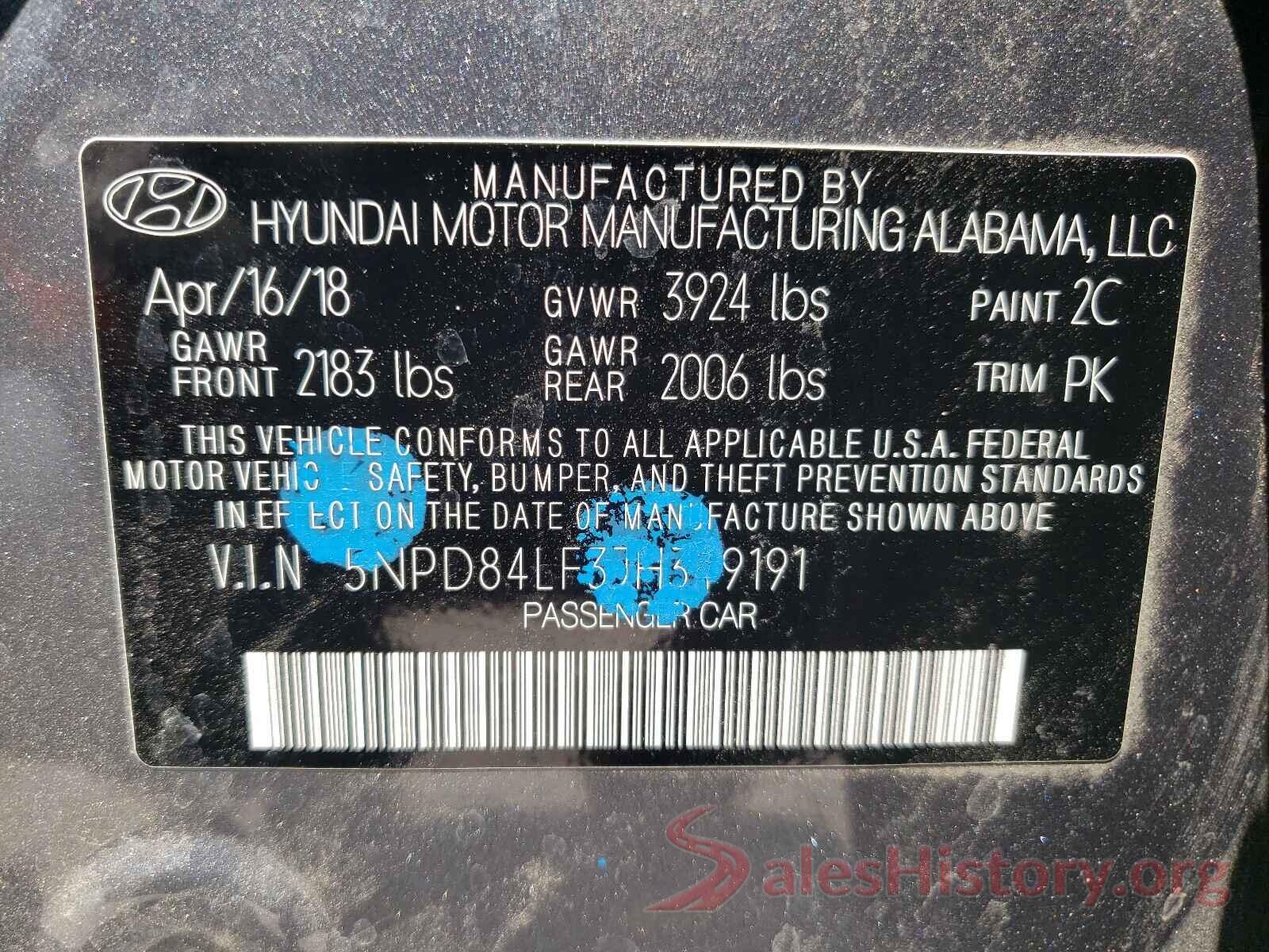 5NPD84LF3JH349191 2018 HYUNDAI ELANTRA