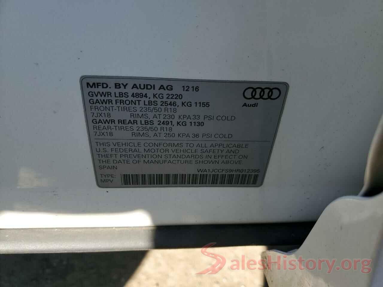 WA1JCCFS9HR012395 2017 AUDI Q3