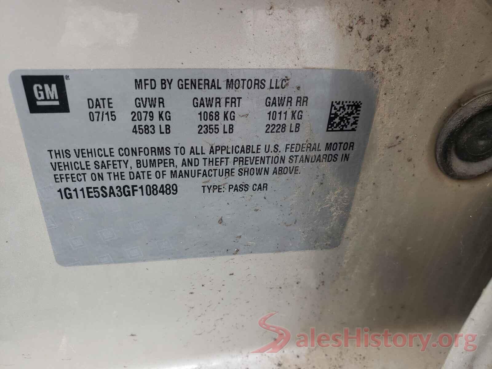 1G11E5SA3GF108489 2016 CHEVROLET MALIBU