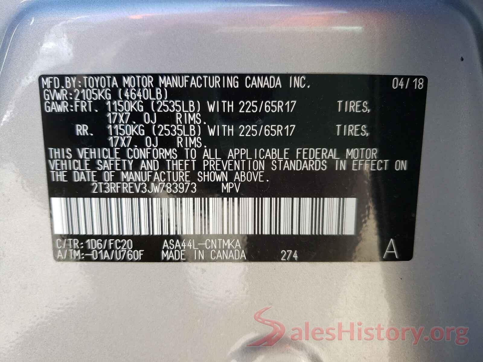 2T3RFREV3JW783973 2018 TOYOTA RAV4