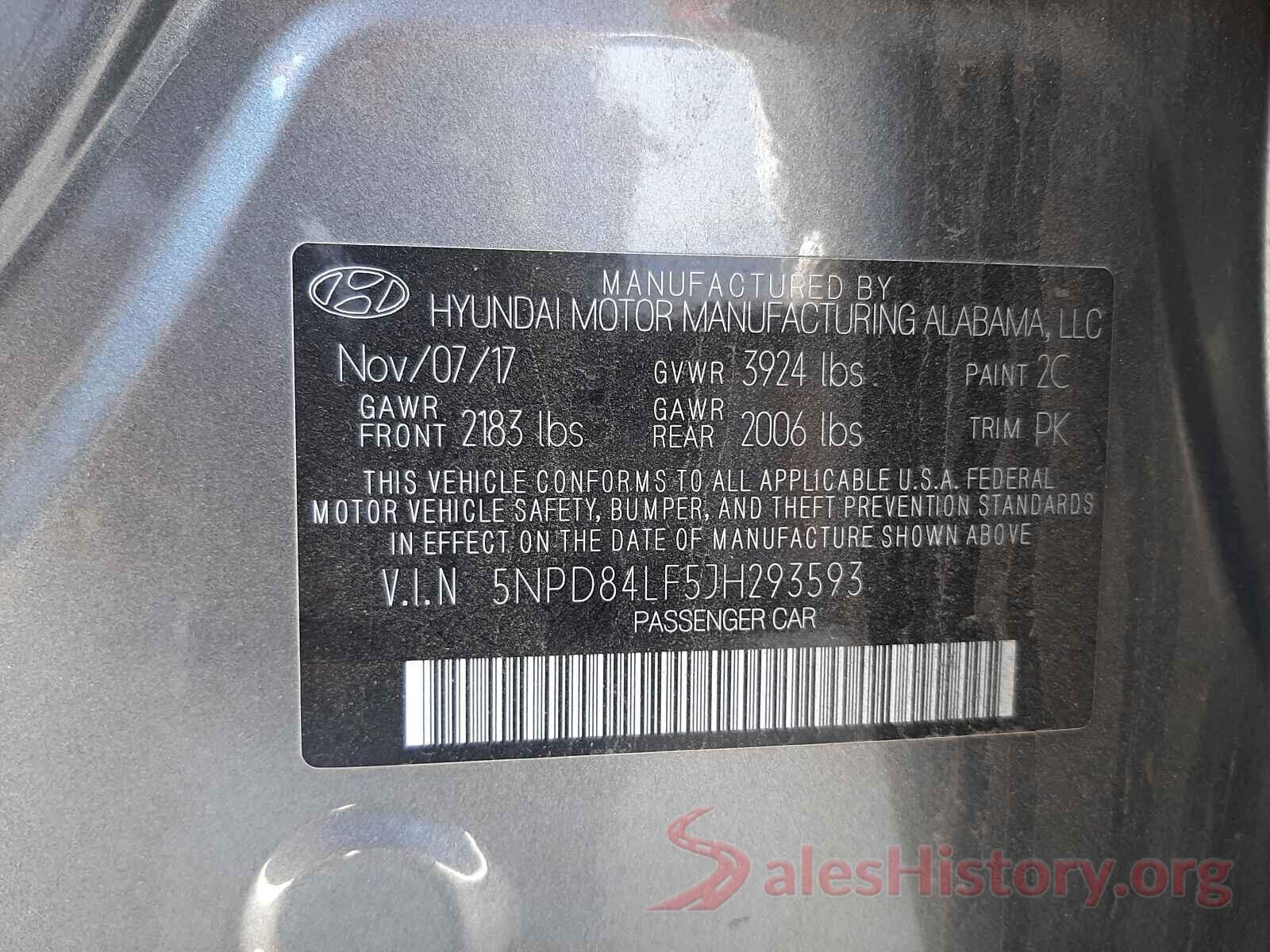 5NPD84LF5JH293593 2018 HYUNDAI ELANTRA