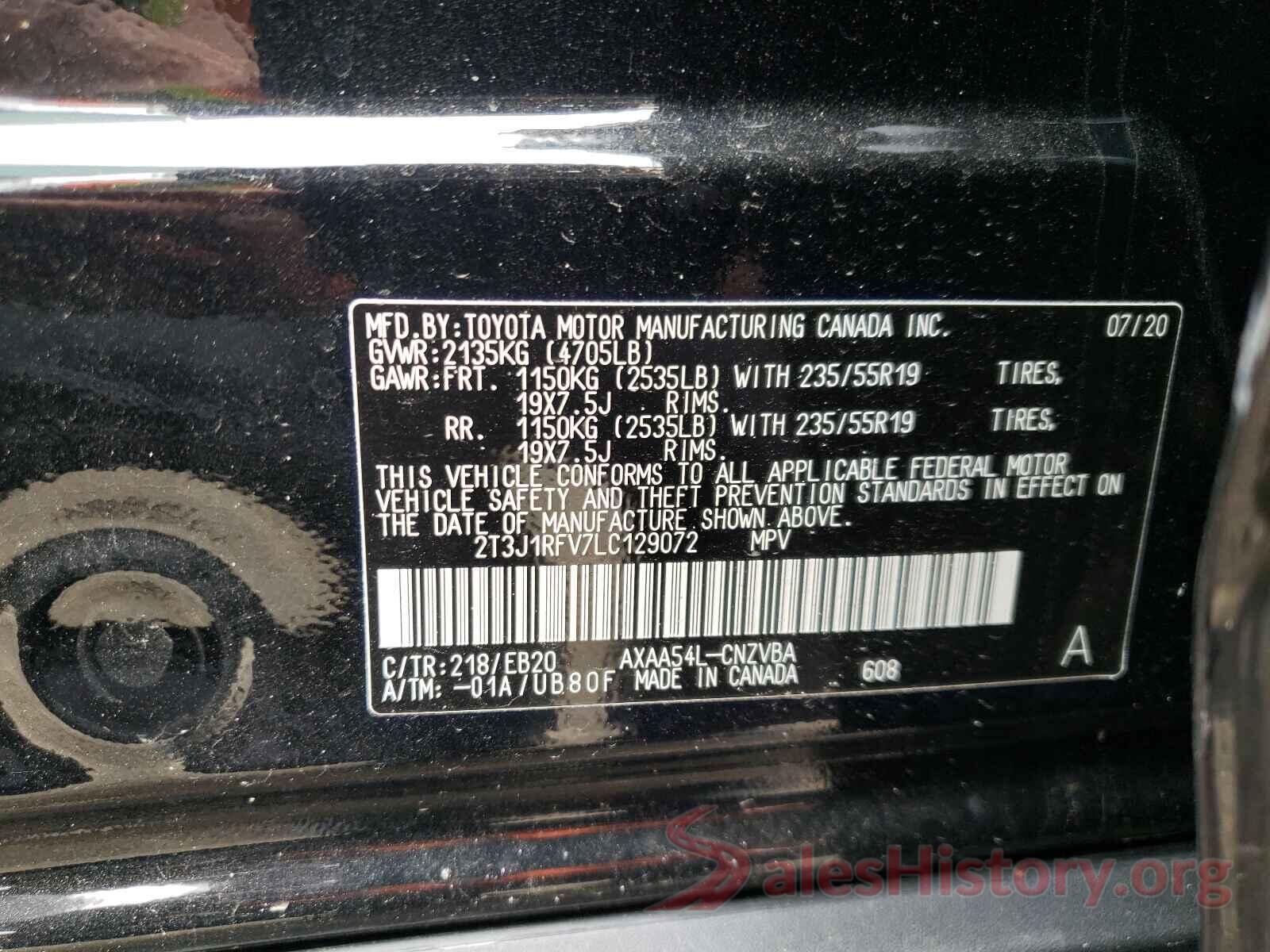 2T3J1RFV7LC129072 2020 TOYOTA RAV4