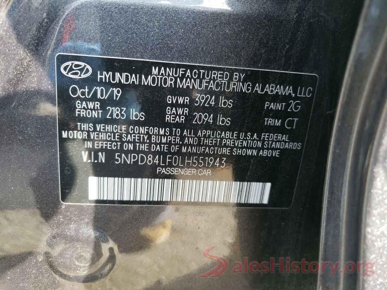 5NPD84LF0LH551943 2020 HYUNDAI ELANTRA