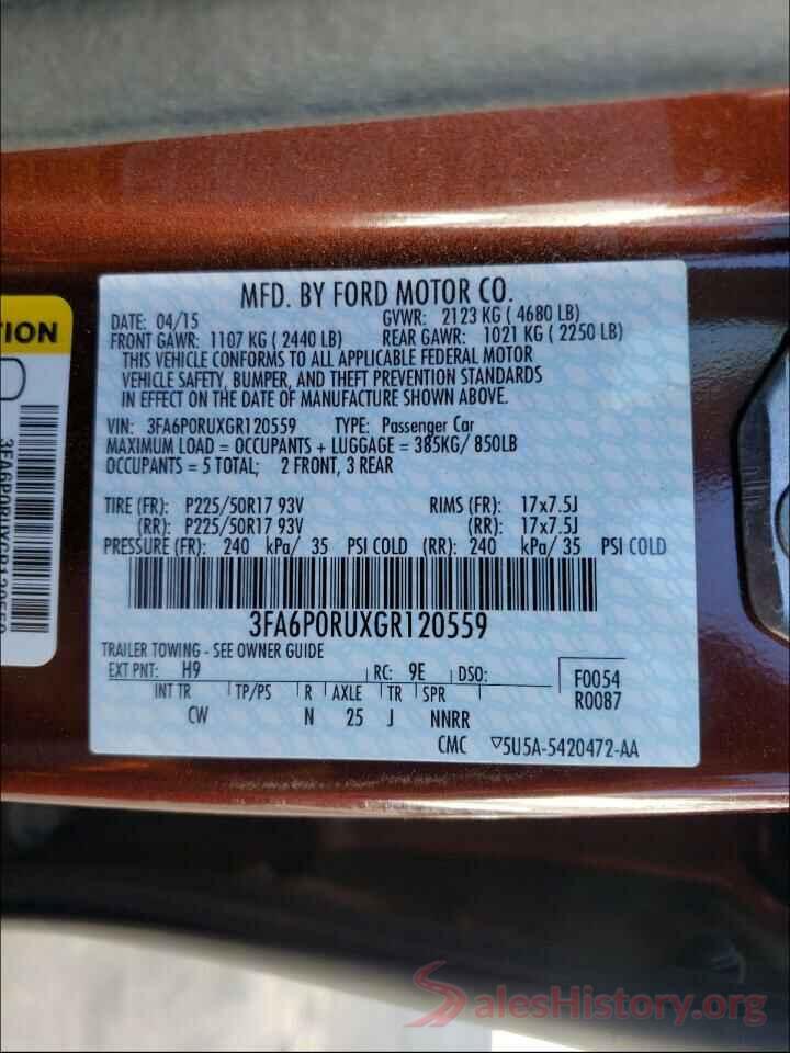 3FA6P0RUXGR120559 2016 FORD FUSION