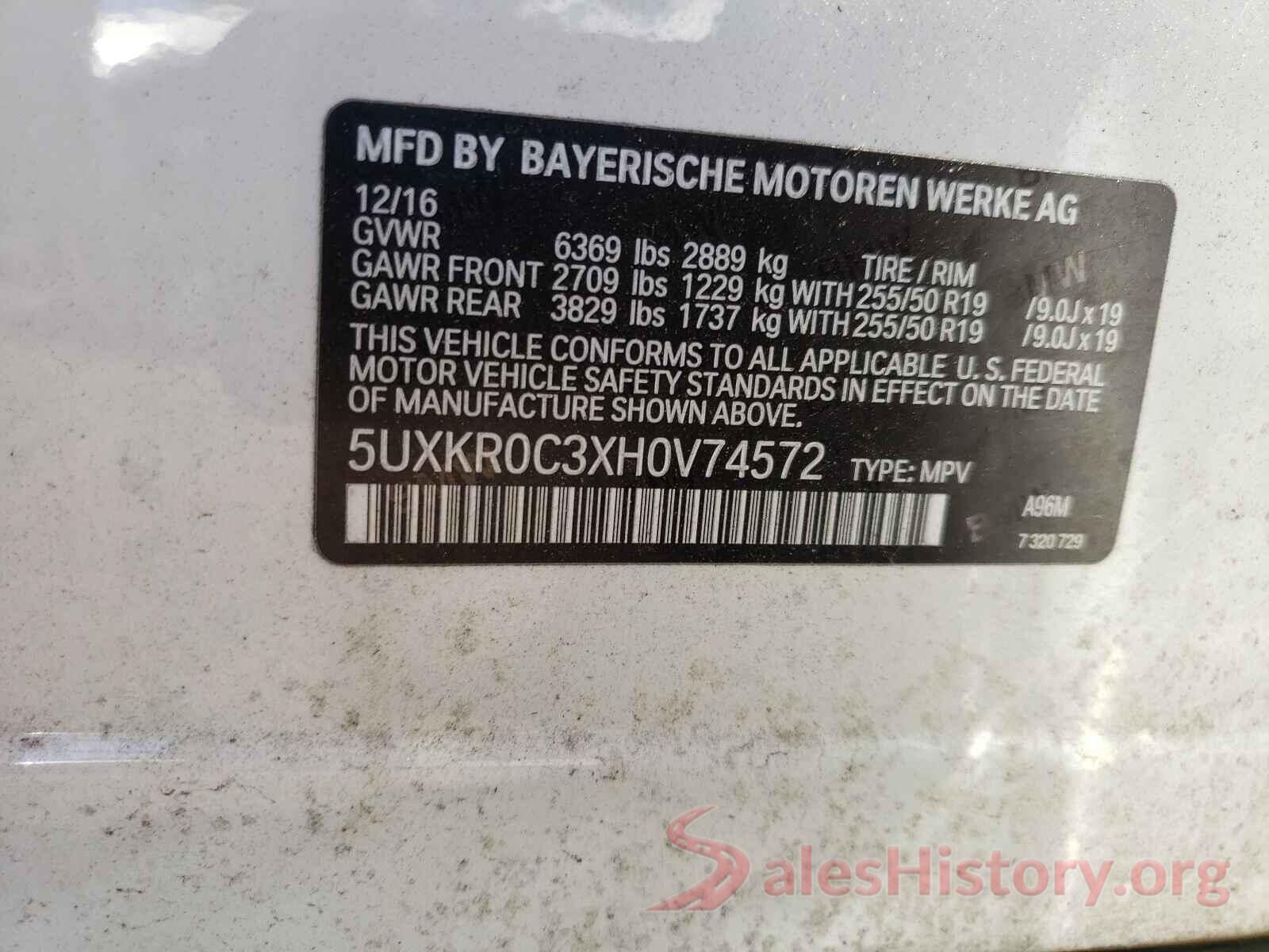 5UXKR0C3XH0V74572 2017 BMW X5