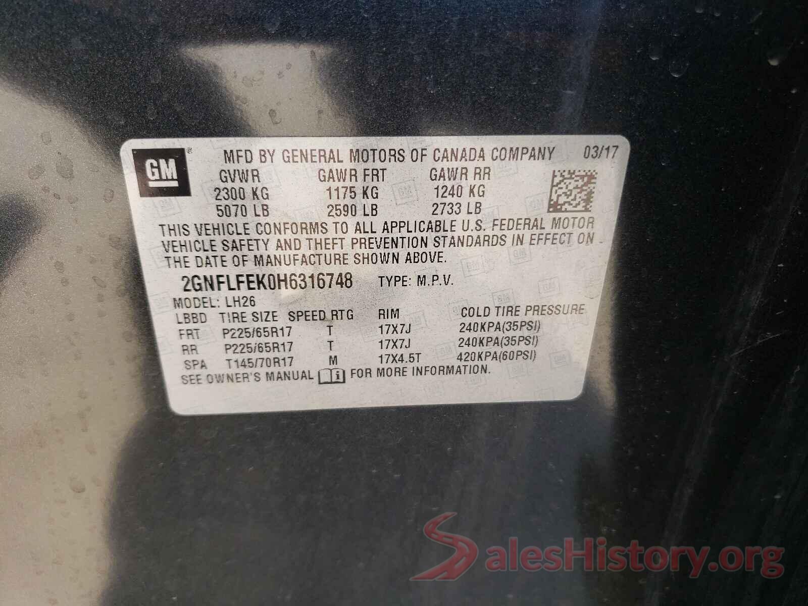 2GNFLFEK0H6316748 2017 CHEVROLET EQUINOX