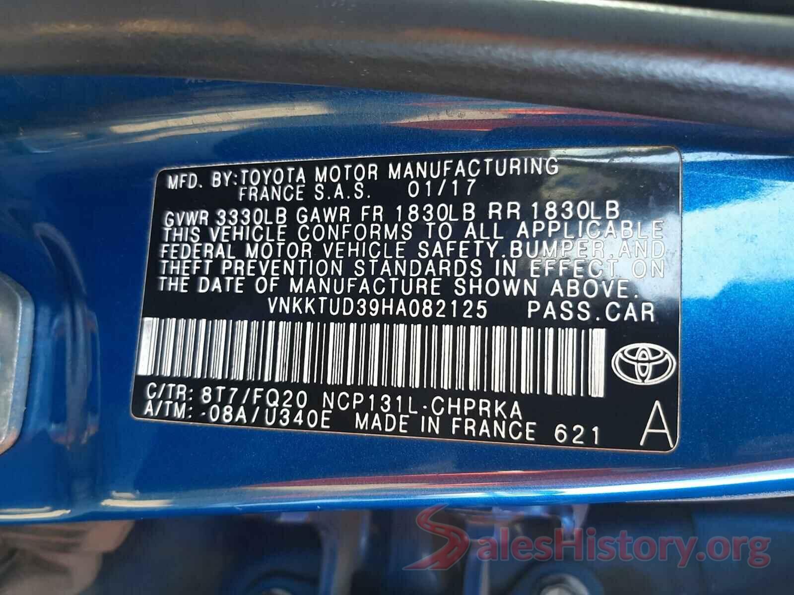 VNKKTUD39HA082125 2017 TOYOTA YARIS