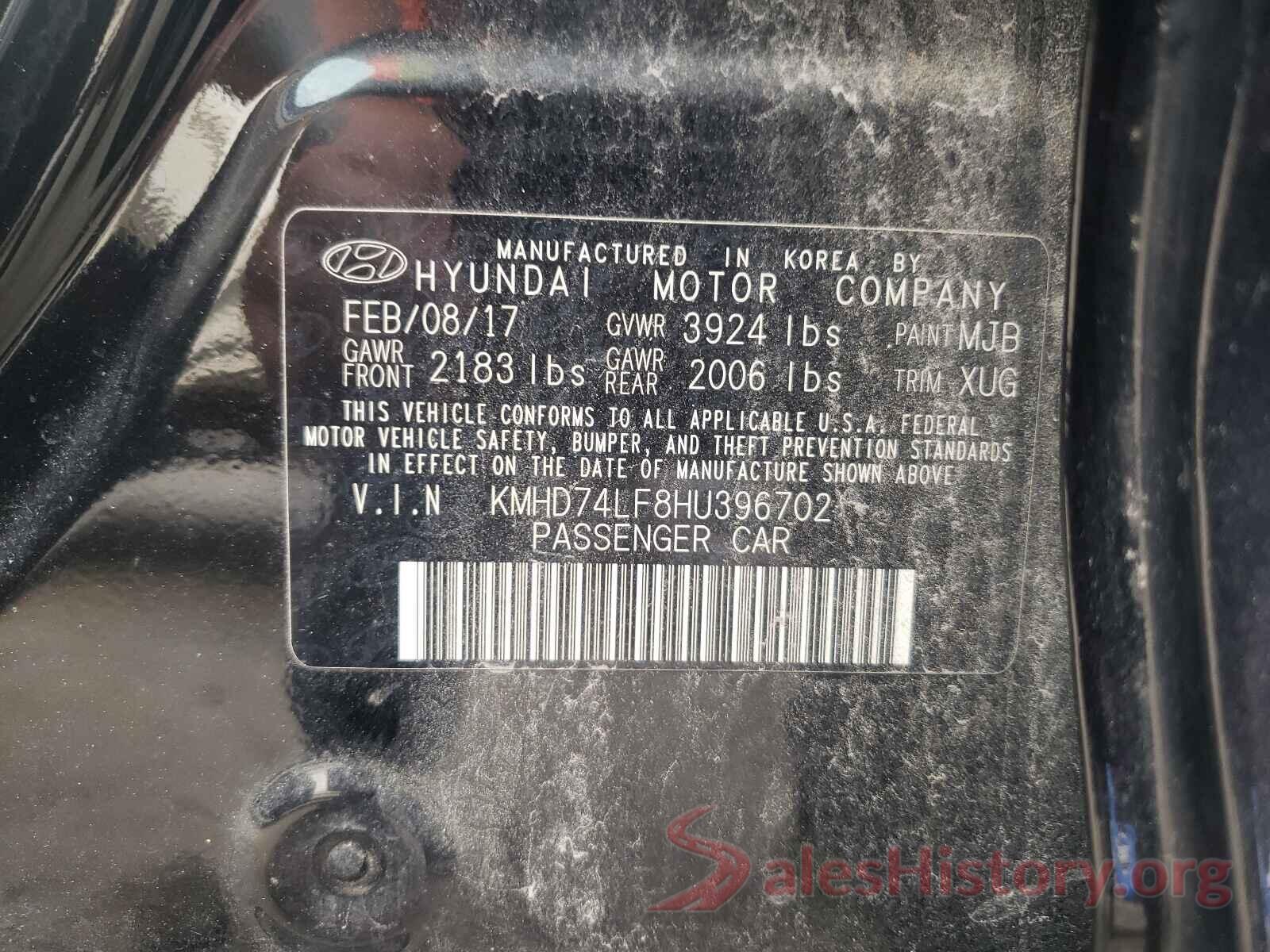 KMHD74LF8HU396702 2017 HYUNDAI ELANTRA