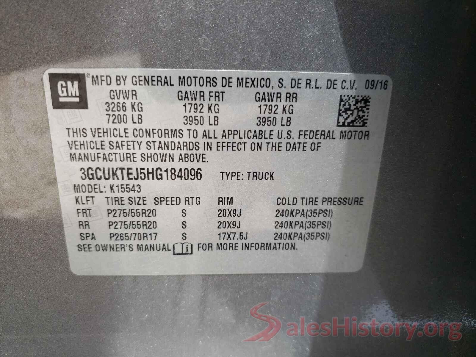 3GCUKTEJ5HG184096 2017 CHEVROLET SILVERADO