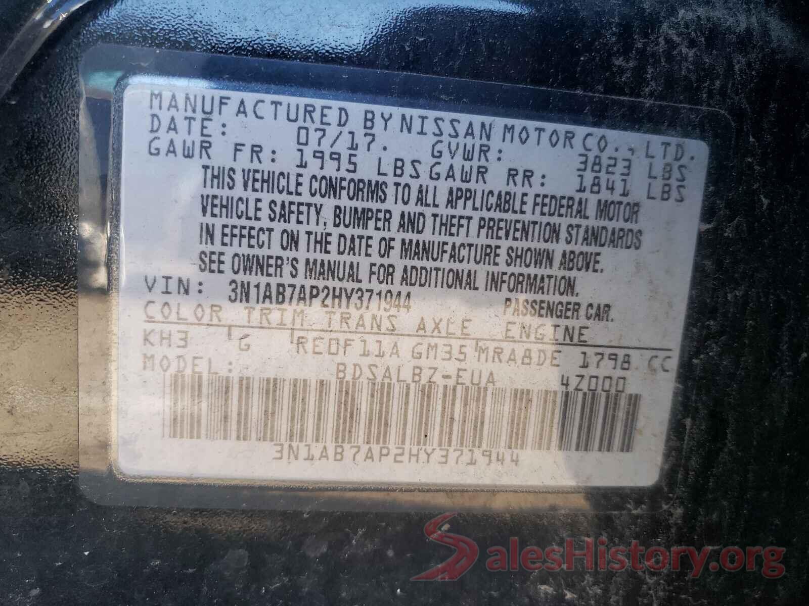 3N1AB7AP2HY371944 2017 NISSAN SENTRA