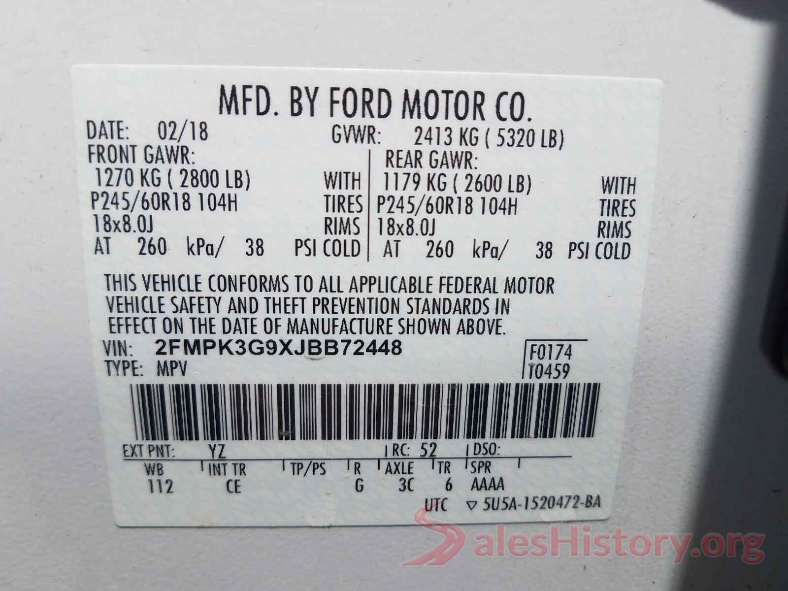 2FMPK3G9XJBB72448 2018 FORD EDGE