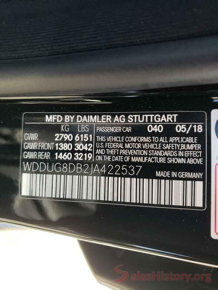 WDDUG8DB2JA422537 2018 MERCEDES-BENZ S-CLASS