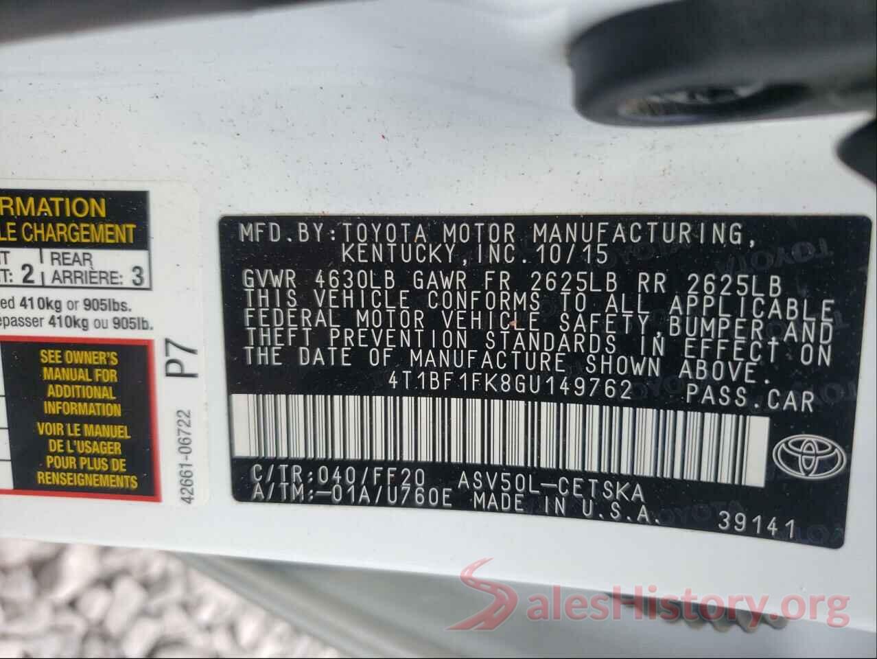 4T1BF1FK8GU149762 2016 TOYOTA CAMRY