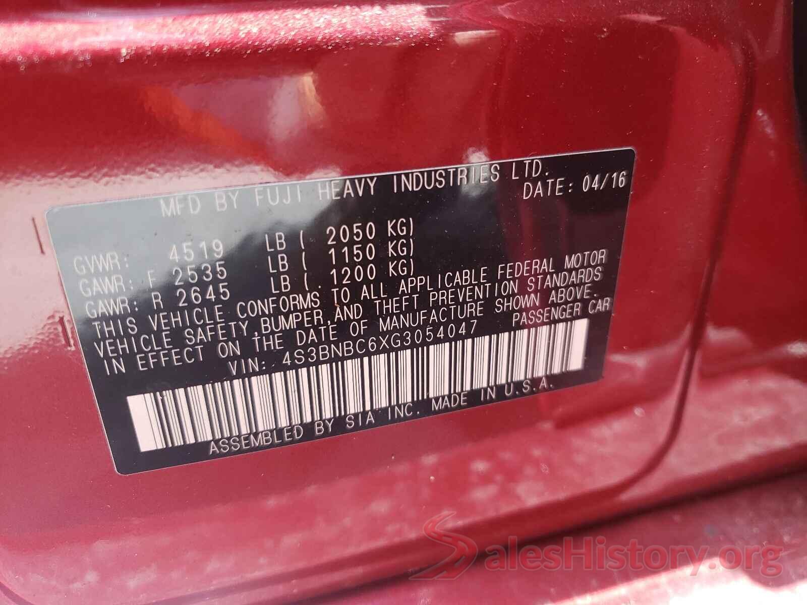 4S3BNBC6XG3054047 2016 SUBARU LEGACY