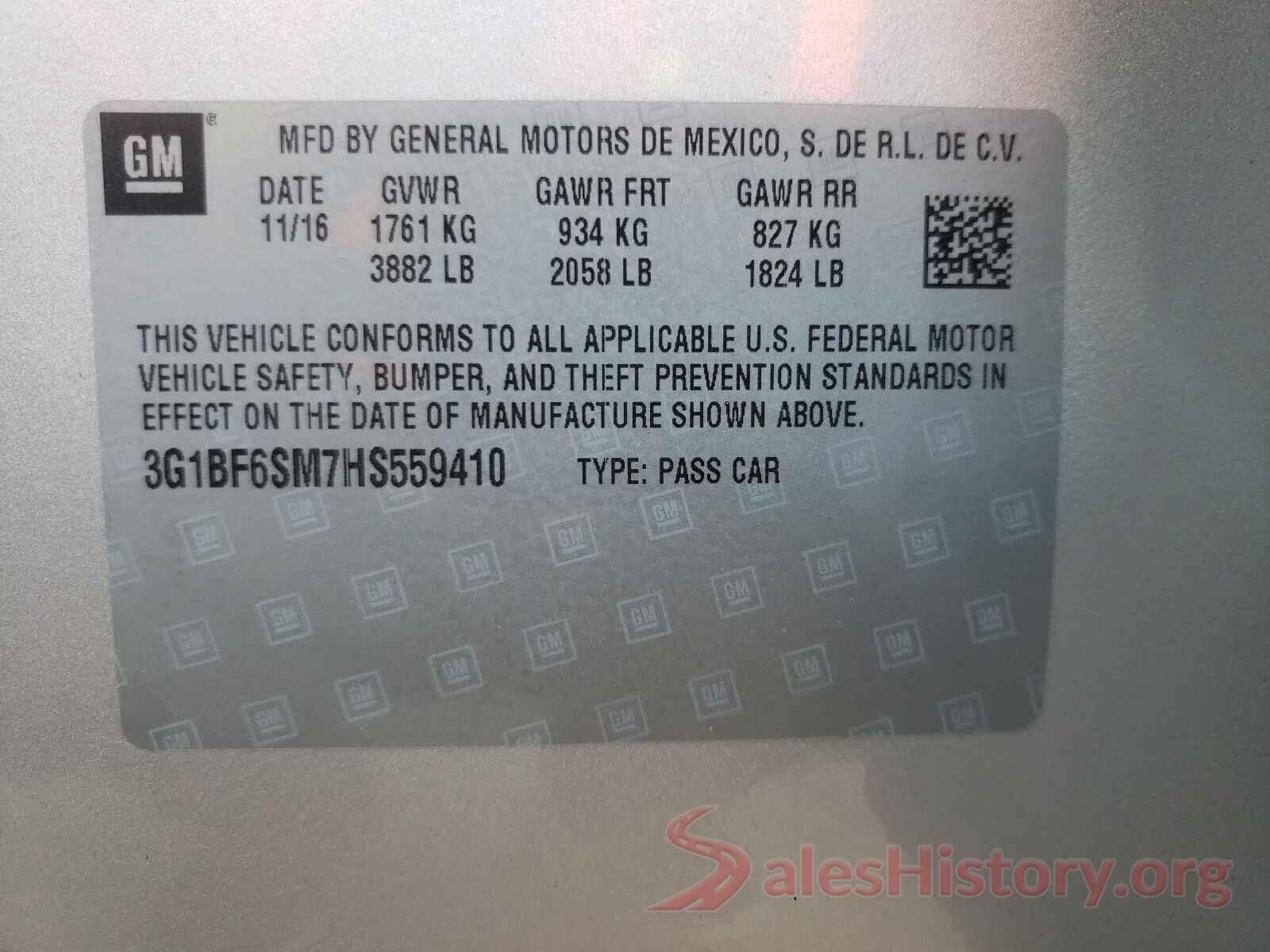 3G1BF6SM7HS559410 2017 CHEVROLET CRUZE