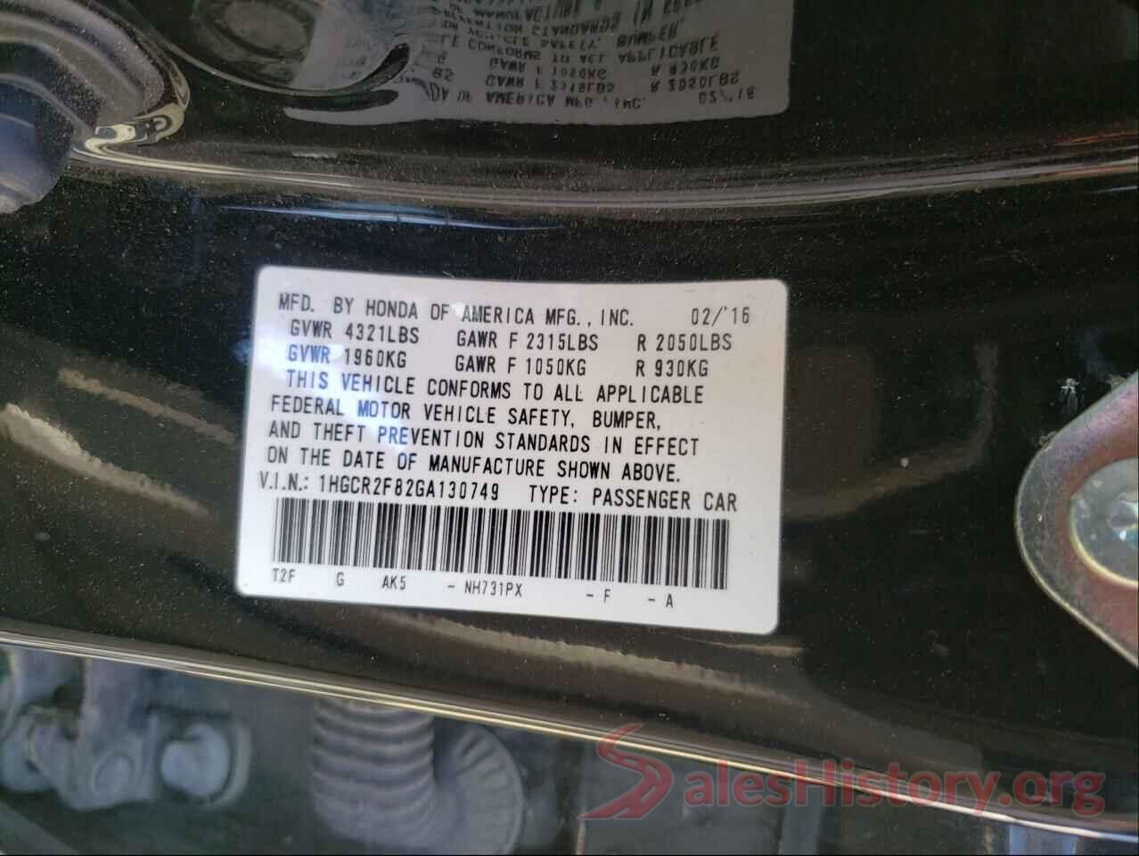 1HGCR2F82GA130749 2016 HONDA ACCORD