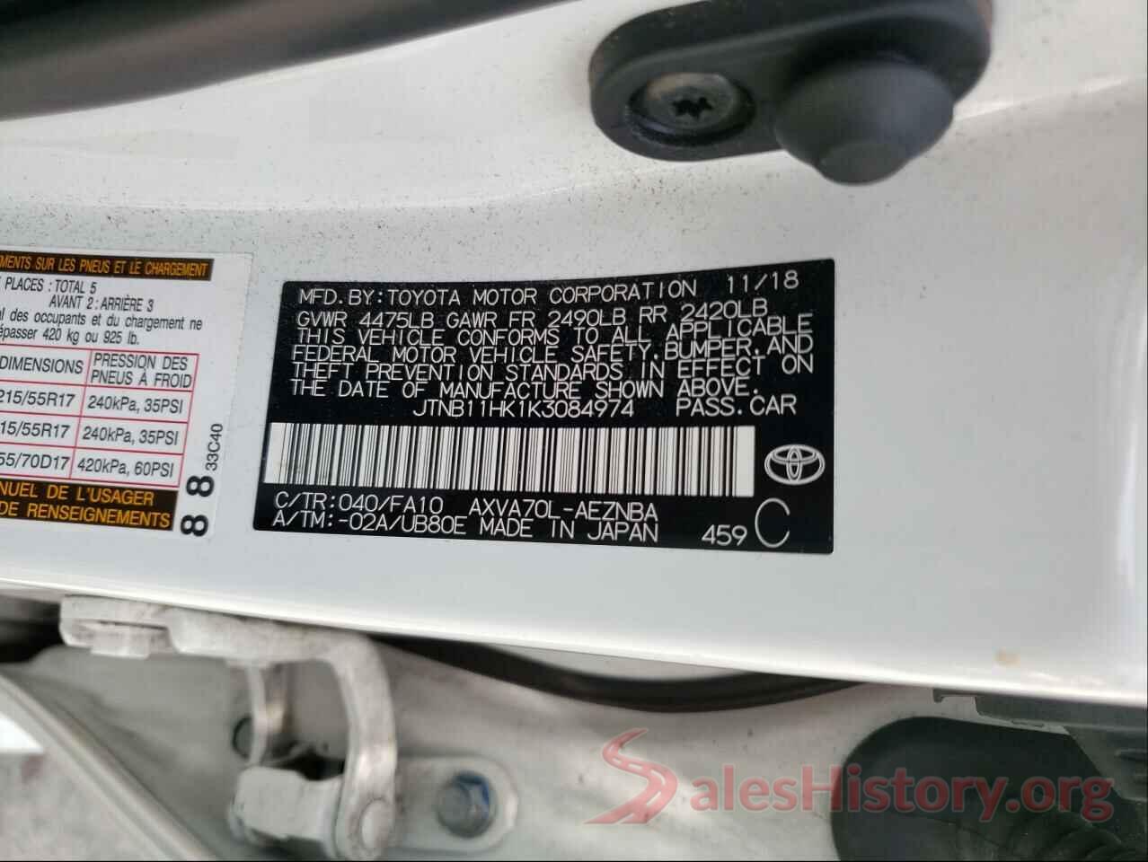 JTNB11HK1K3084974 2019 TOYOTA CAMRY