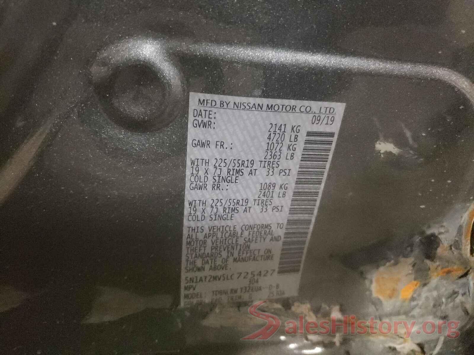 5N1AT2MV5LC725427 2020 NISSAN ROGUE