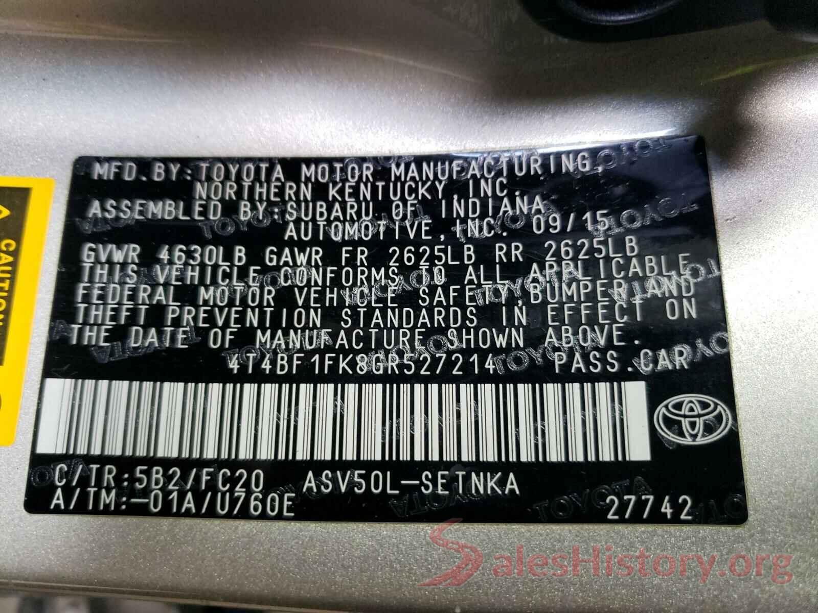 4T4BF1FK8GR527214 2016 TOYOTA CAMRY