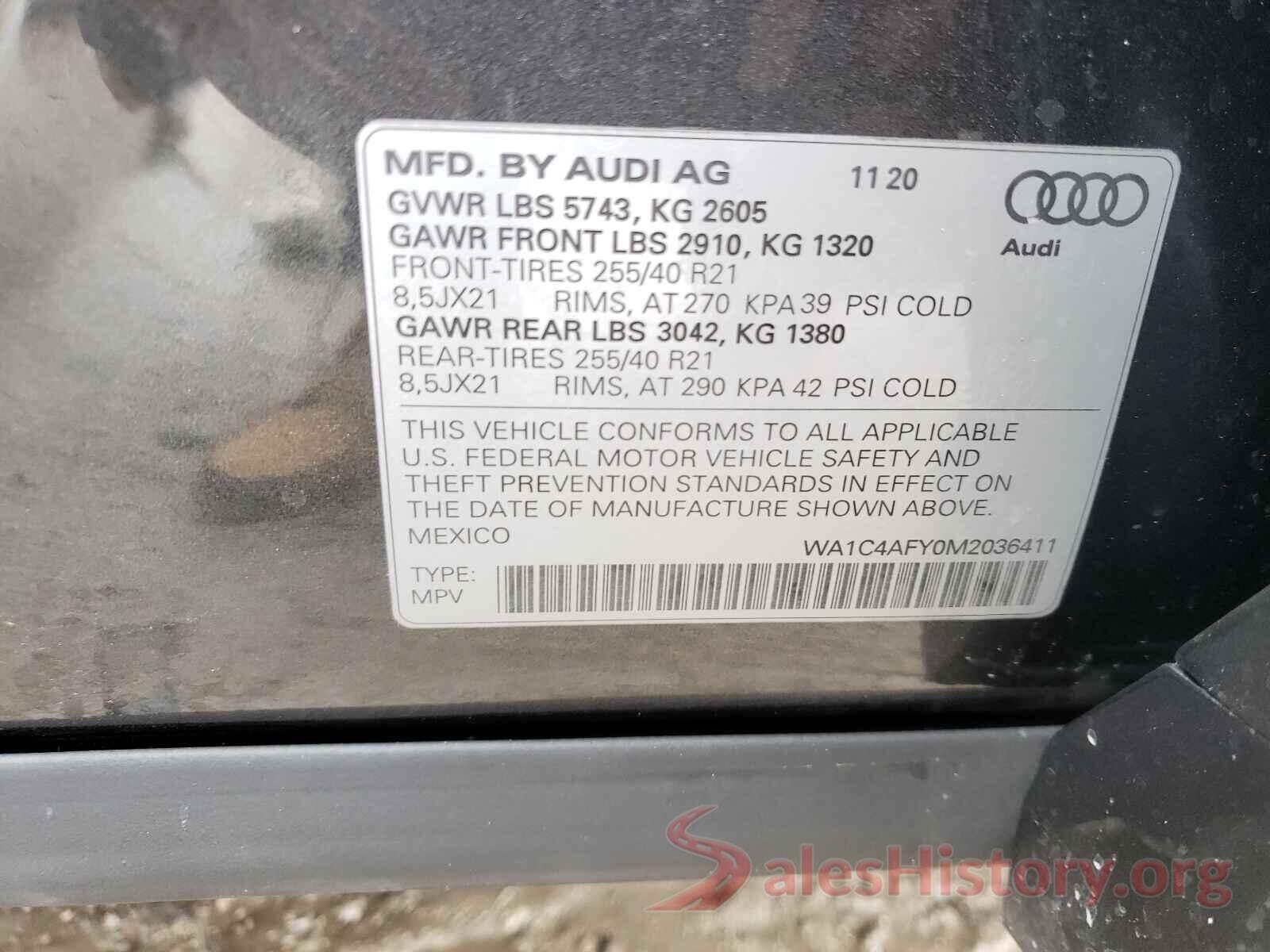 WA1C4AFY0M2036411 2021 AUDI SQ5