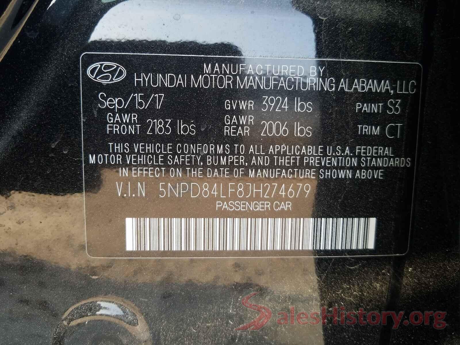 5NPD84LF8JH274679 2018 HYUNDAI ELANTRA