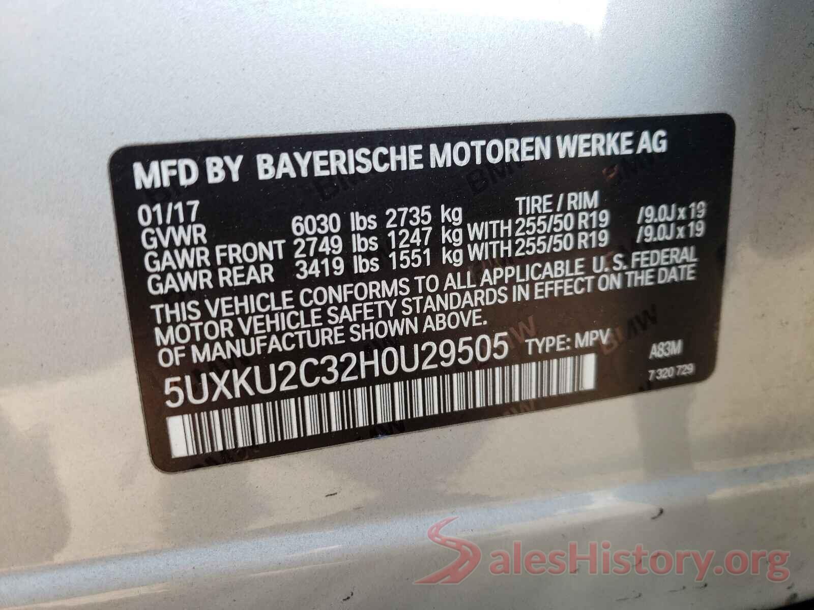 5UXKU2C32H0U29505 2017 BMW X6