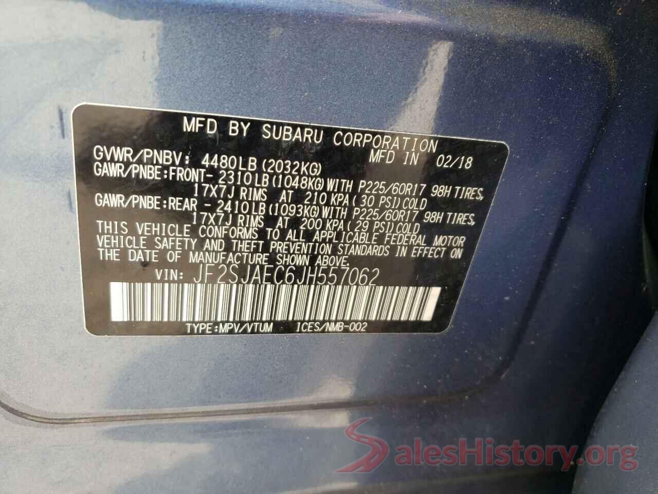 JF2SJAEC6JH557062 2018 SUBARU FORESTER