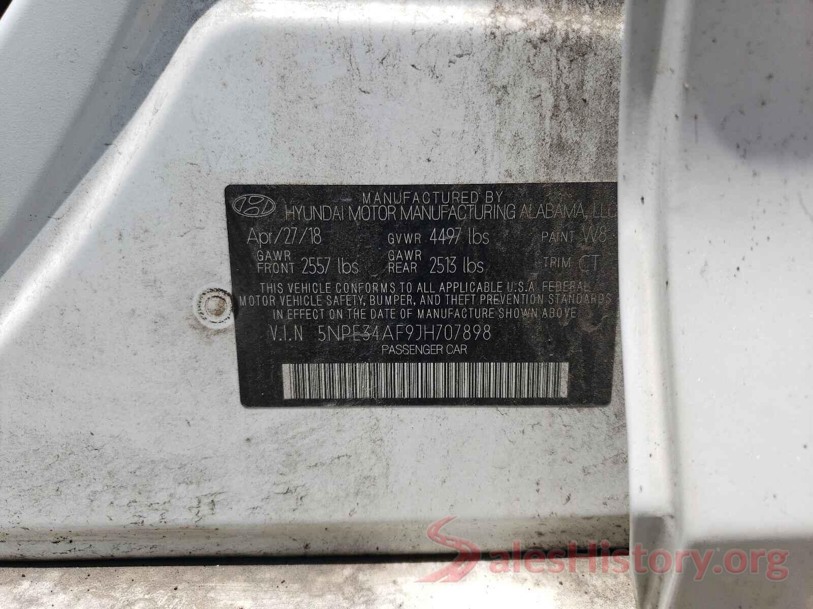 5NPE34AF9JH707898 2018 HYUNDAI SONATA