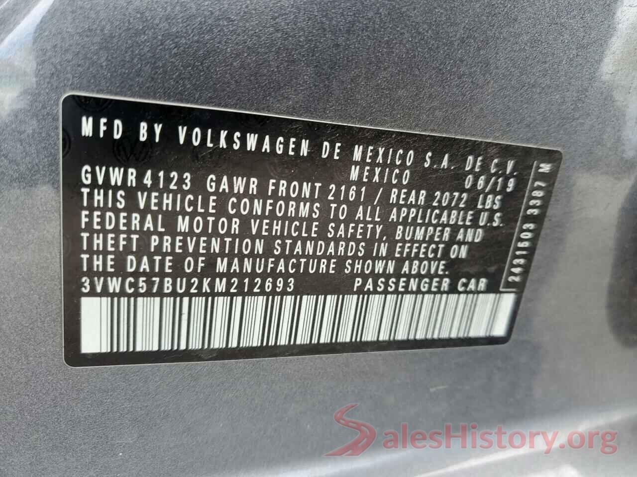 3VWC57BU2KM212693 2019 VOLKSWAGEN JETTA