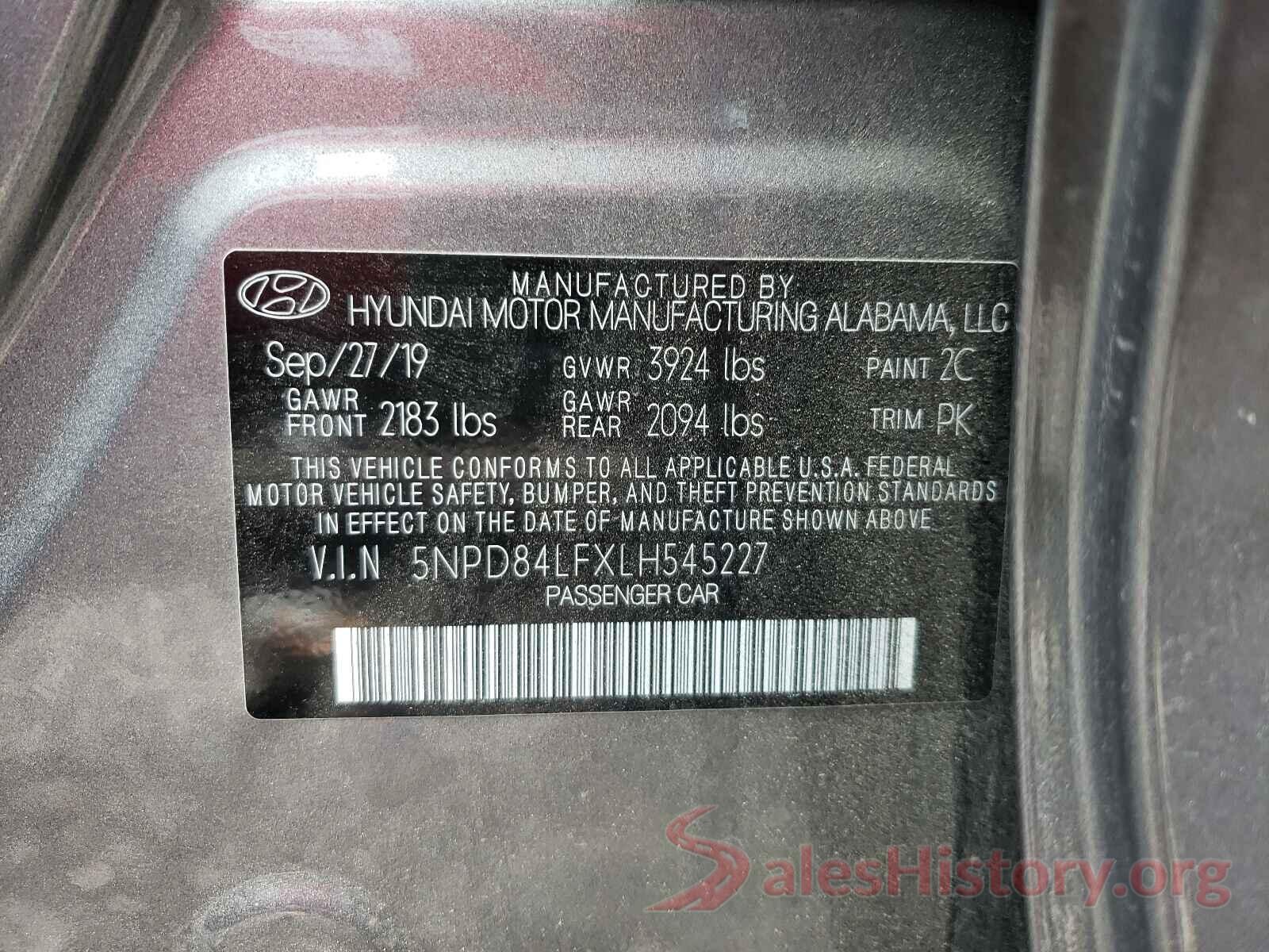 5NPD84LFXLH545227 2020 HYUNDAI ELANTRA