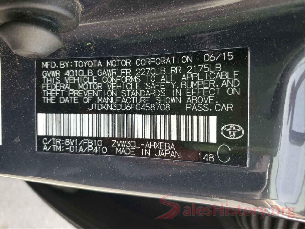 JTDKN3DU6F0458708 2015 TOYOTA PRIUS