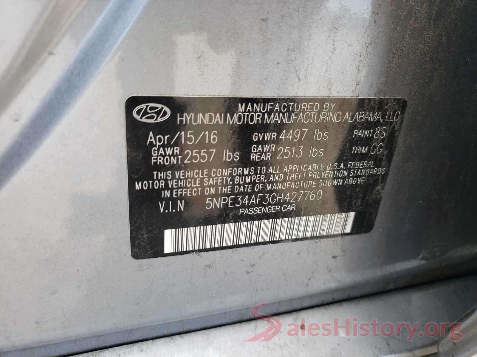 5NPE34AF3GH427760 2016 HYUNDAI SONATA