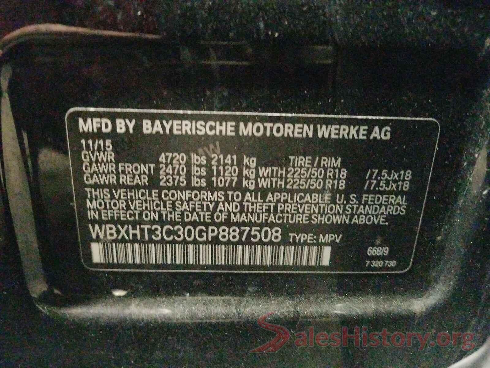 WBXHT3C30GP887508 2016 BMW X1