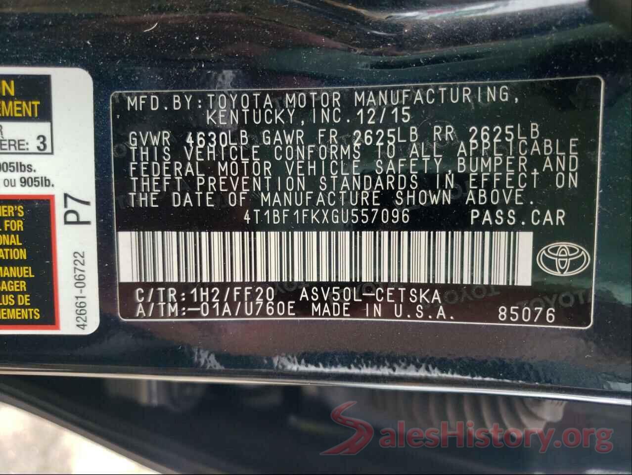 4T1BF1FKXGU557096 2016 TOYOTA CAMRY