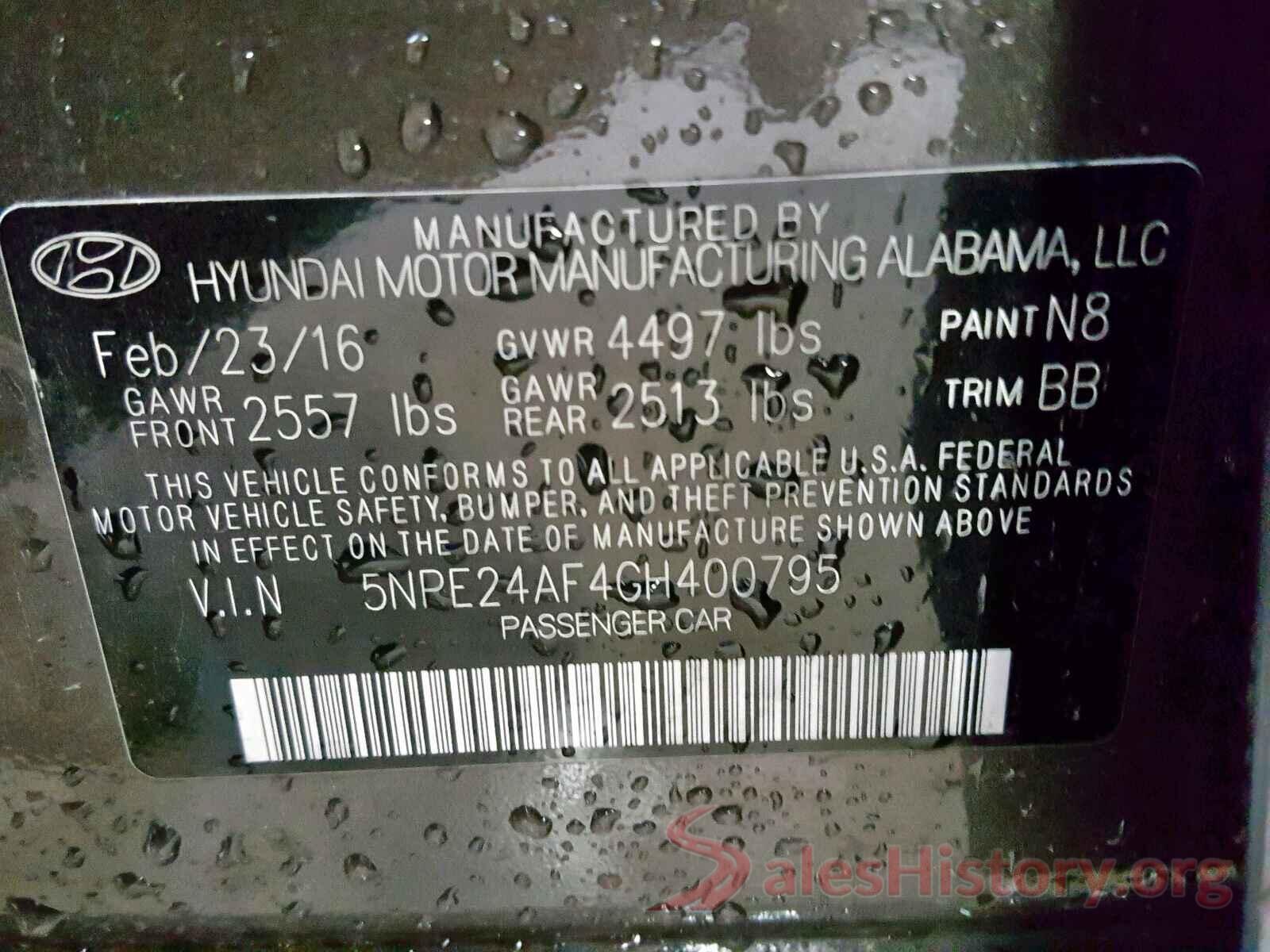 5NPE24AF4GH400795 2016 HYUNDAI SONATA