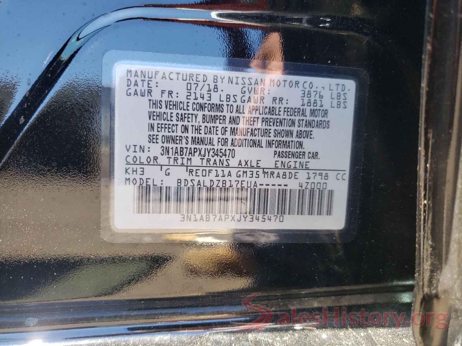 3N1AB7APXJY345470 2018 NISSAN SENTRA