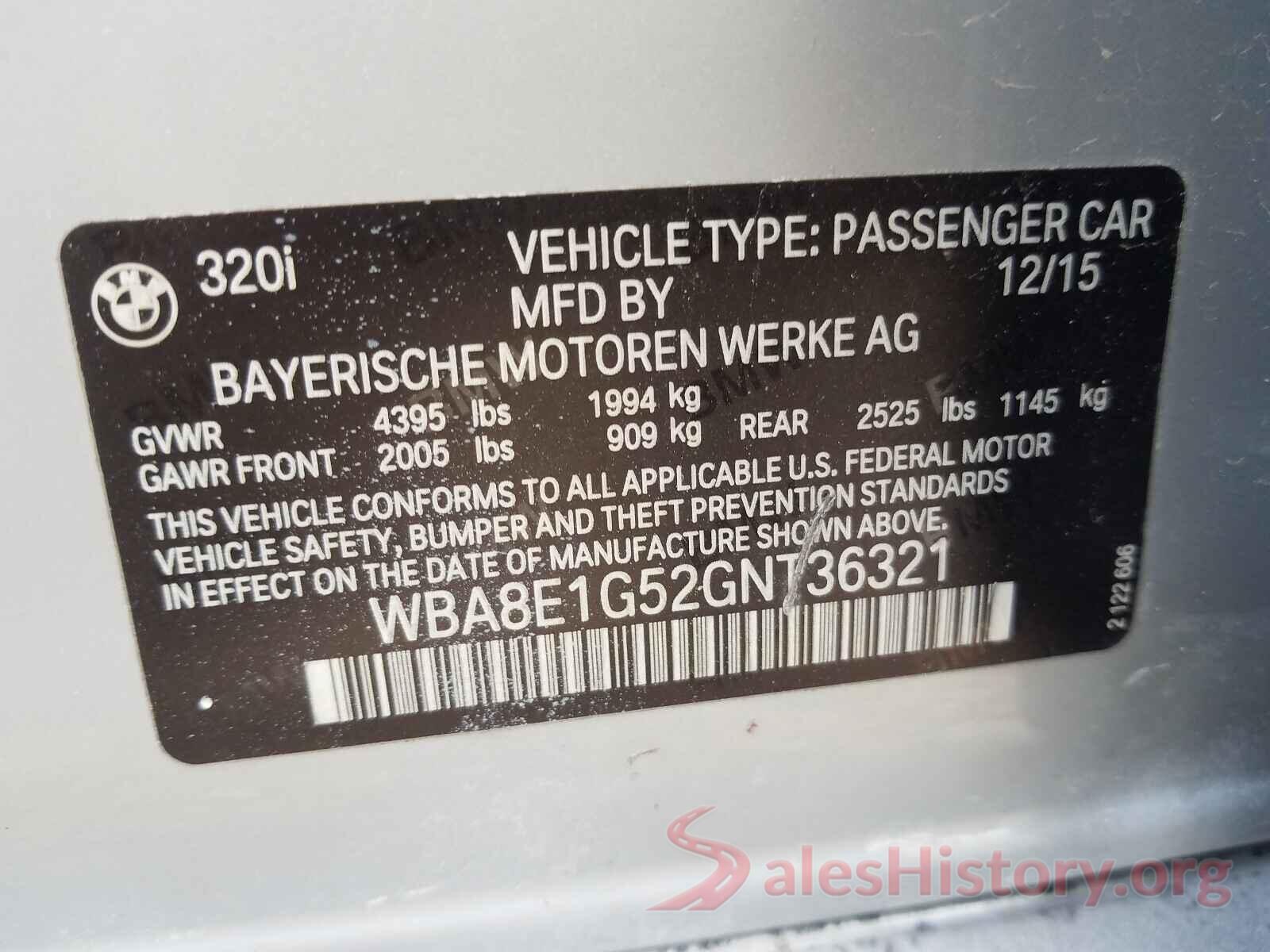 WBA8E1G52GNT36321 2016 BMW 3 SERIES