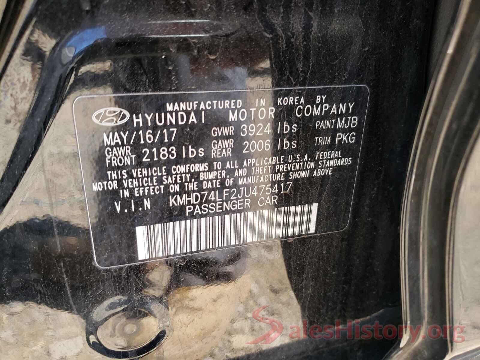 KMHD74LF2JU475417 2018 HYUNDAI ELANTRA