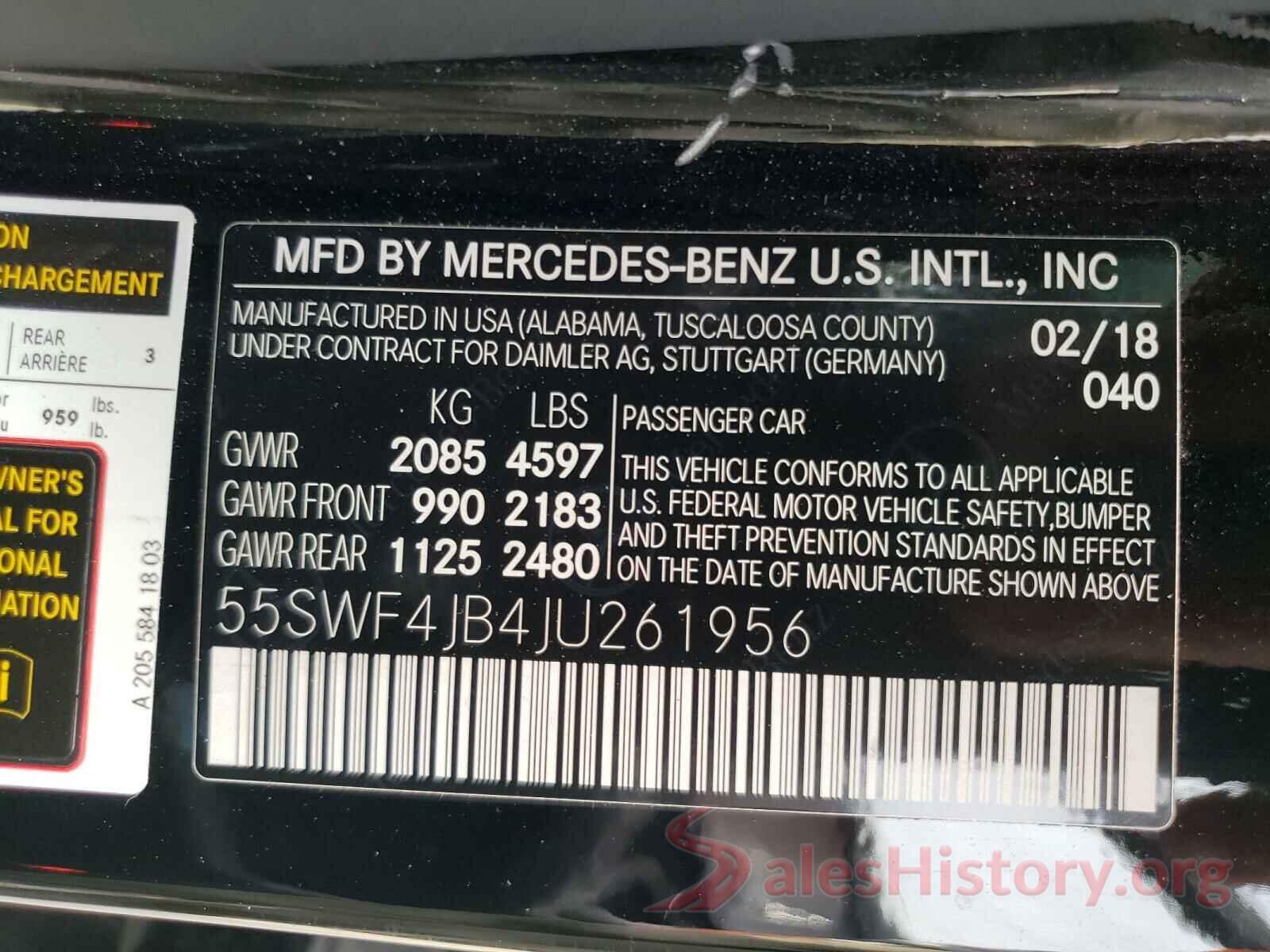 55SWF4JB4JU261956 2018 MERCEDES-BENZ C-CLASS