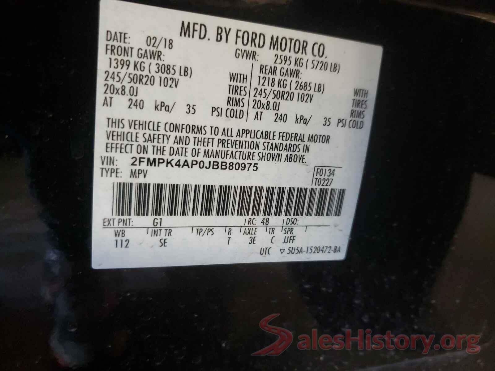 2FMPK4AP0JBB80975 2018 FORD EDGE