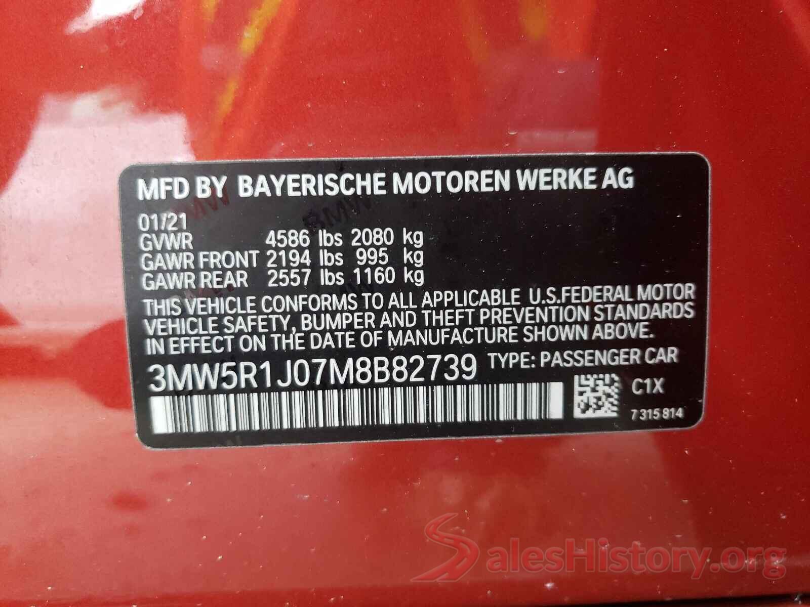 3MW5R1J07M8B82739 2021 BMW 3 SERIES