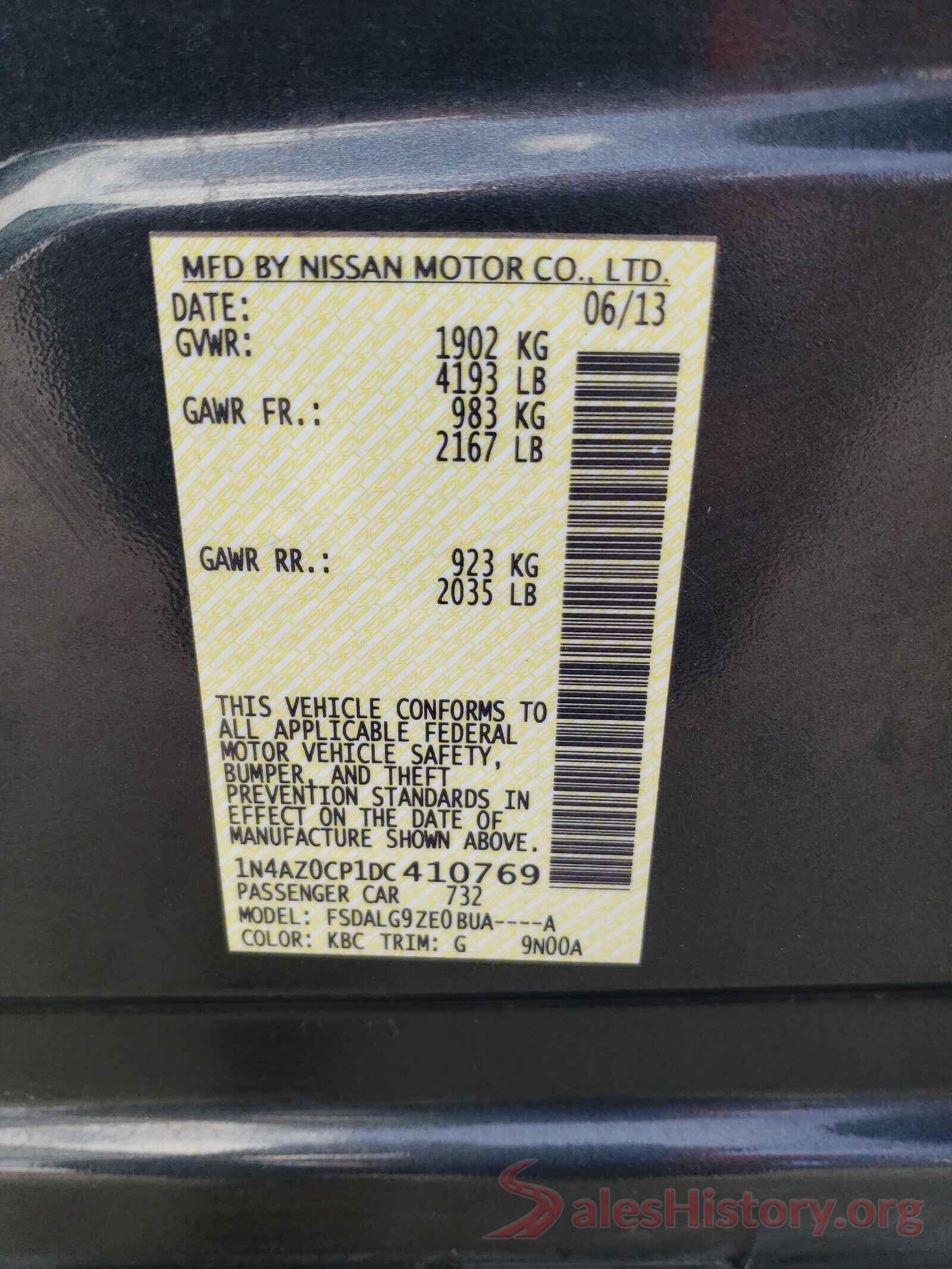 1N4AZ0CP1DC410769 2013 NISSAN LEAF