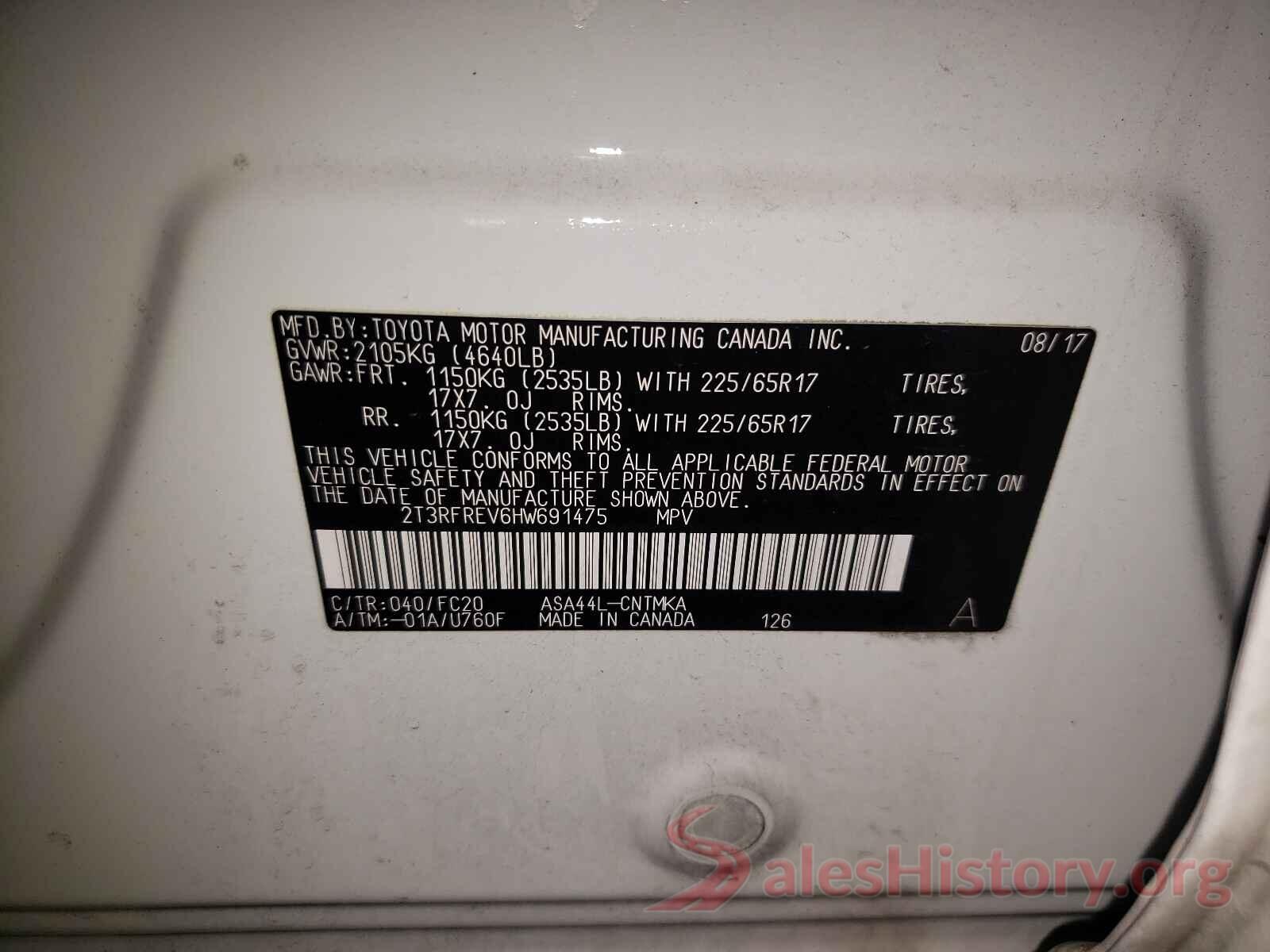 2T3RFREV6HW691475 2017 TOYOTA RAV4