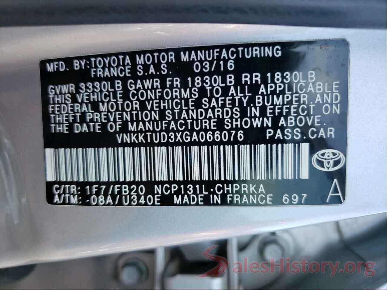 VNKKTUD3XGA066076 2016 TOYOTA YARIS