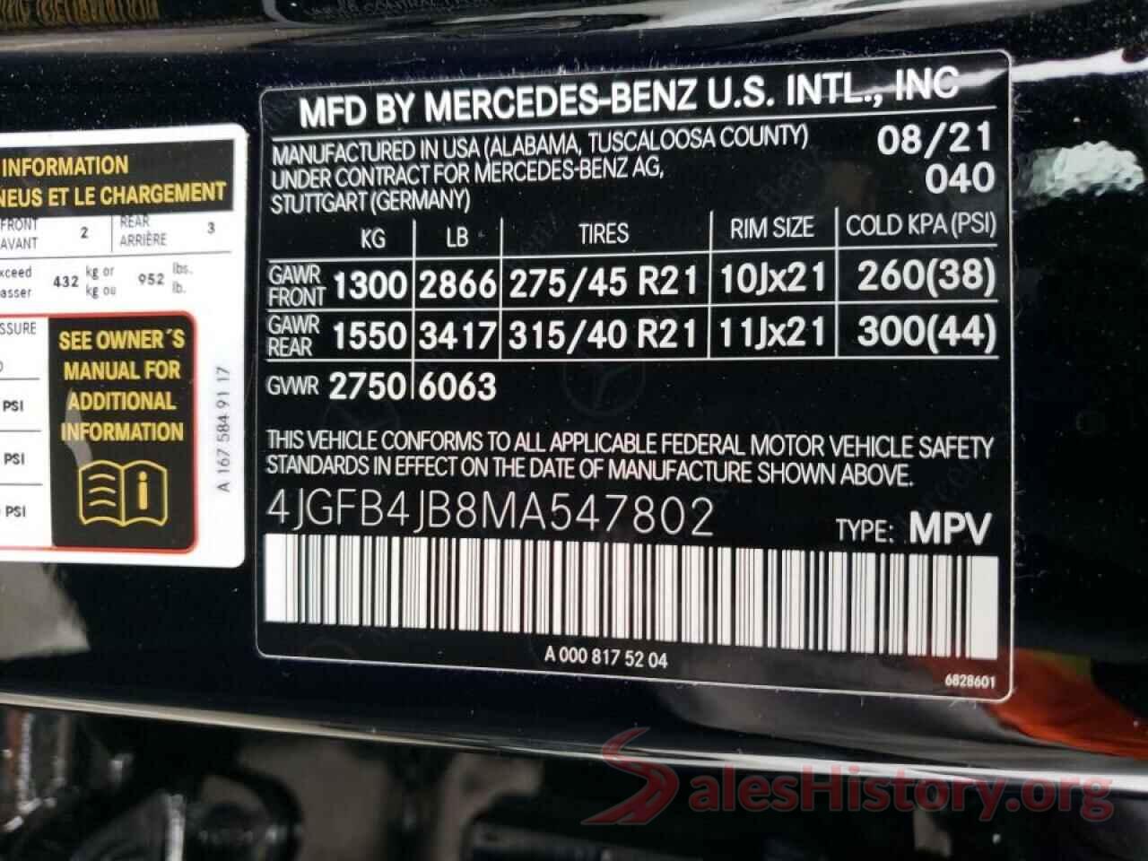 4JGFB4JB8MA547802 2021 MERCEDES-BENZ GLE-CLASS