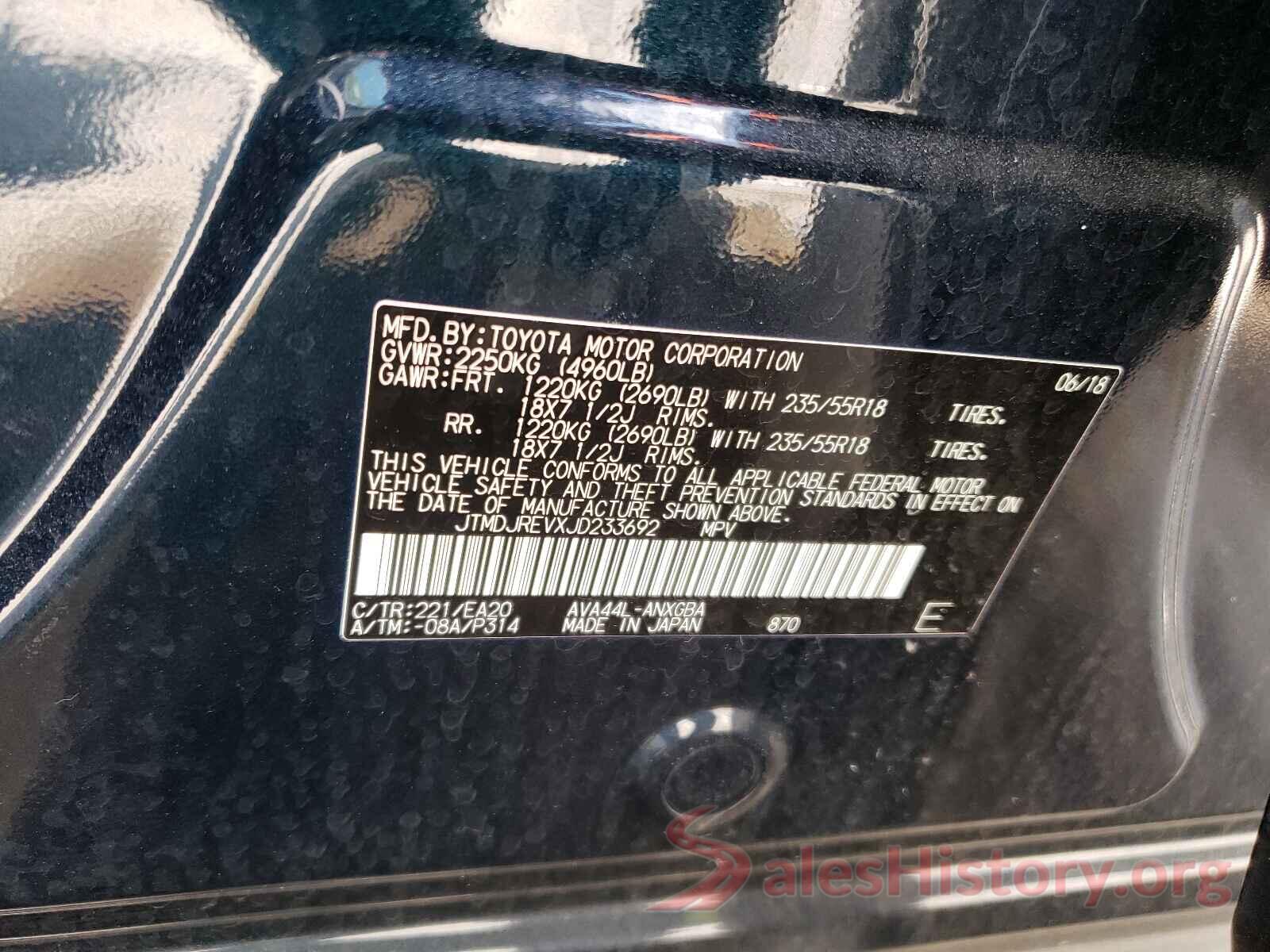 JTMDJREVXJD233692 2018 TOYOTA RAV4