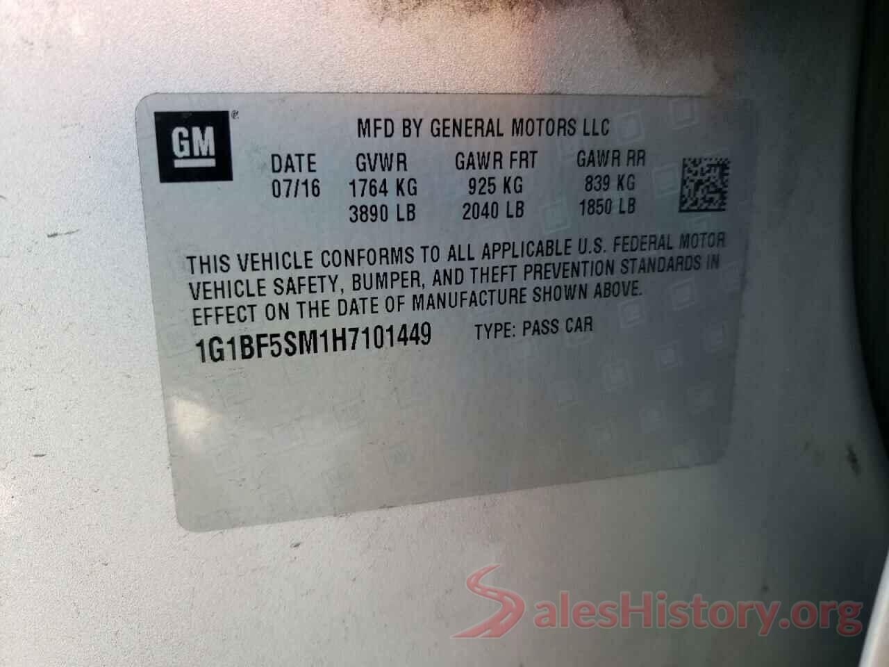 1G1BF5SM1H7101449 2017 CHEVROLET CRUZE