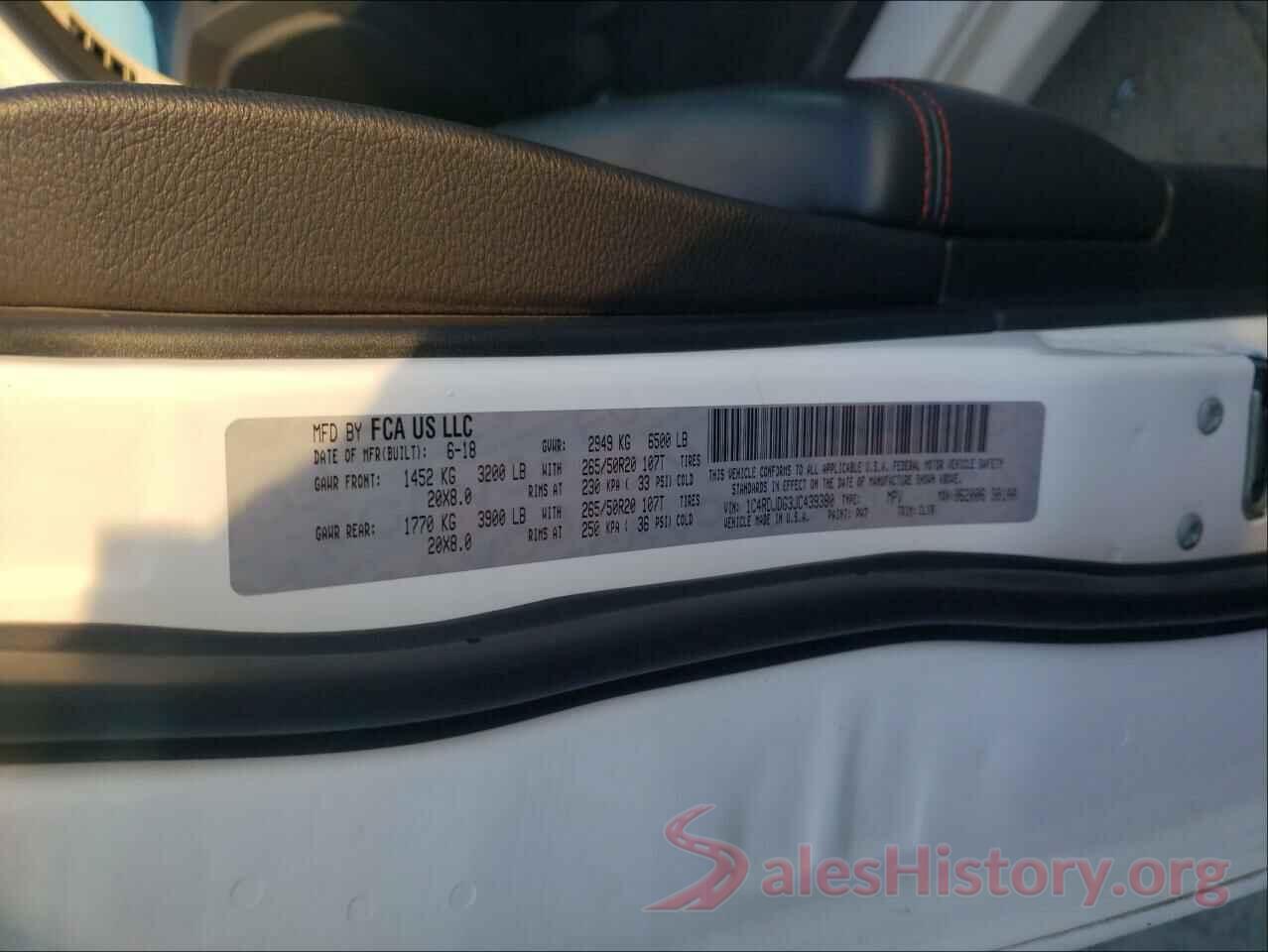 1C4RDJDG3JC439380 2018 DODGE DURANGO