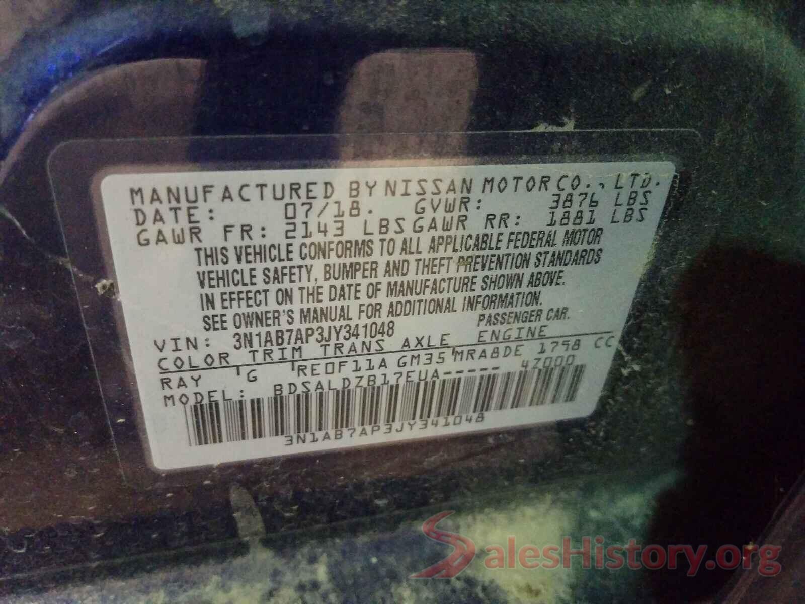 3N1AB7AP3JY341048 2018 NISSAN SENTRA