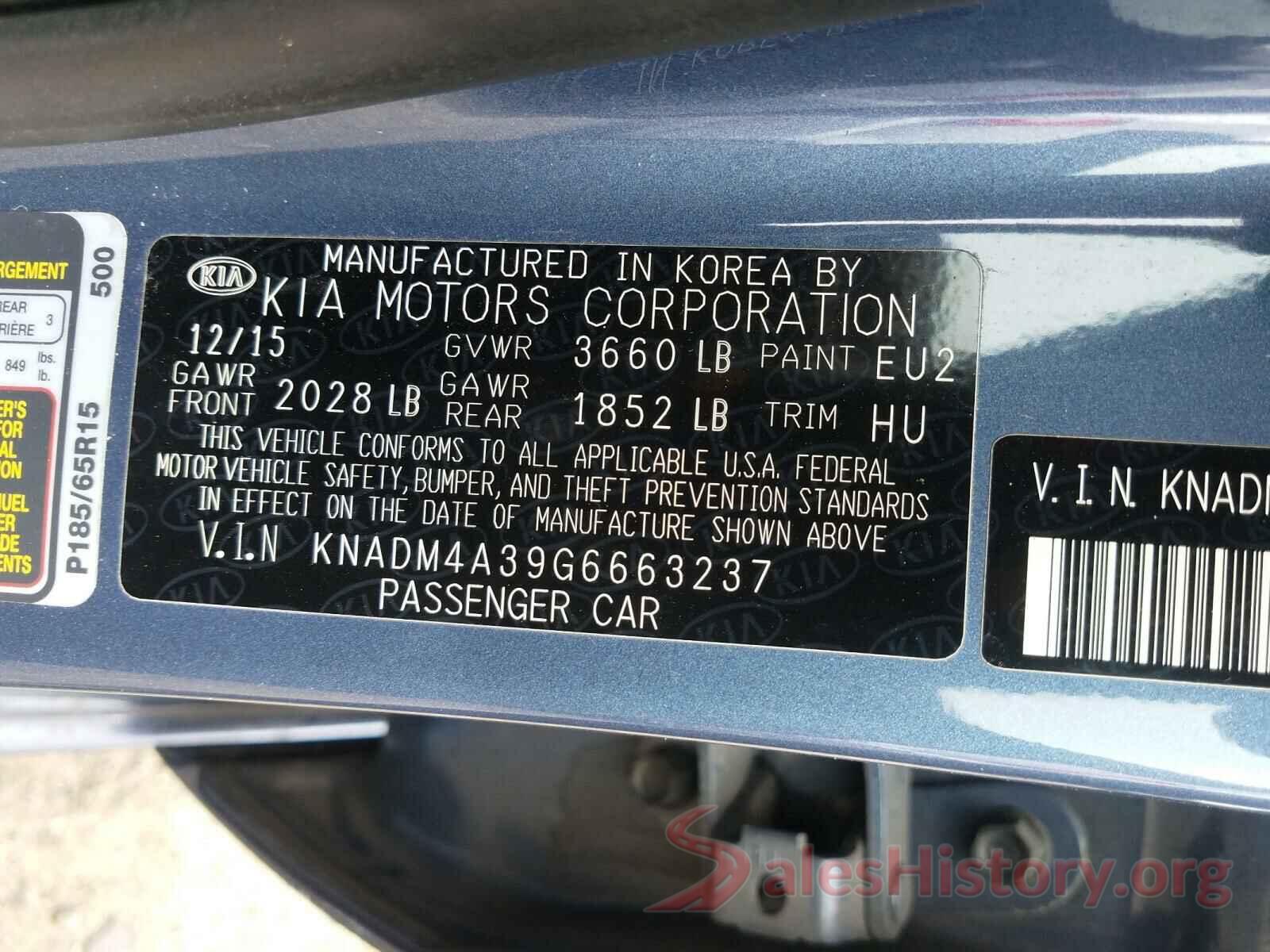 KNADM4A39G6663237 2016 KIA RIO